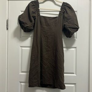 Sndys brown dress puff sleeve